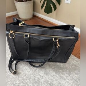 Black Leather Tote Bag